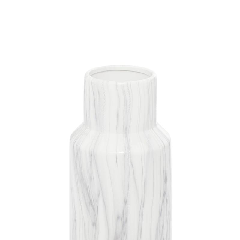 White Ceramic Faux Marble Decorative Vase