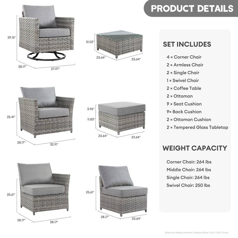 XIZZI 13-piece Outdoor Patio Furniture Conversation Set
