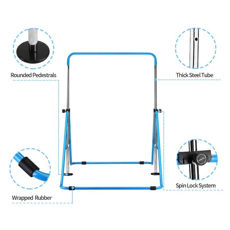 Zenova Gymnastics Bars Kids Kip Junior Training Bars for Home, Folding Horizontal Bars with 5 Adjustable Height