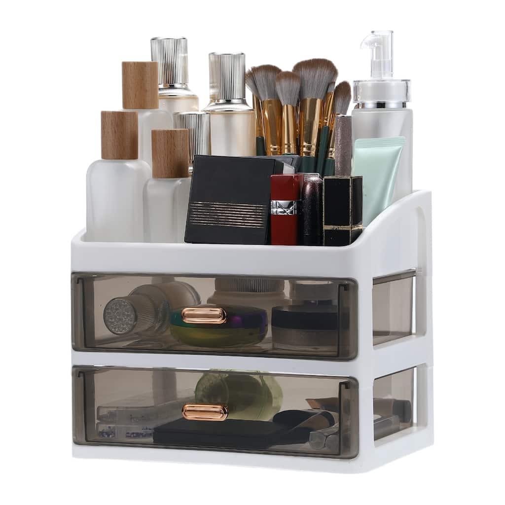 Makeup Organizer Countertop Skincare Organizers for Lotions Lipstick Brushes - Clear Black, White