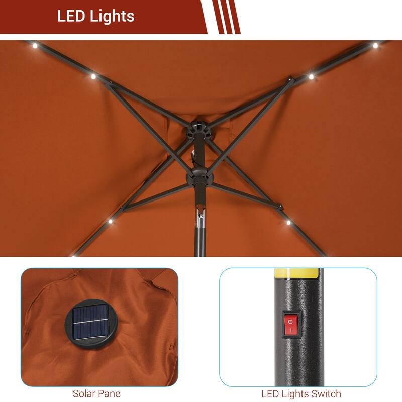 LIVOOSUN 6.5×6.5FT LED Square Patio Umbrella with UPF50+, Tilt Function, and Wind-Resistant Design——Experience Outdoor Comfort