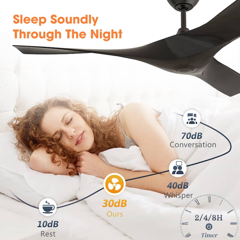 52" Black/ Brown Modern Downrod Ceiling Fan with Remote Control