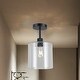 preview thumbnail 1 of 2, Rowe Matte Black 1-Light Clear Cylinder Glass Shade Semi-Flush Mount