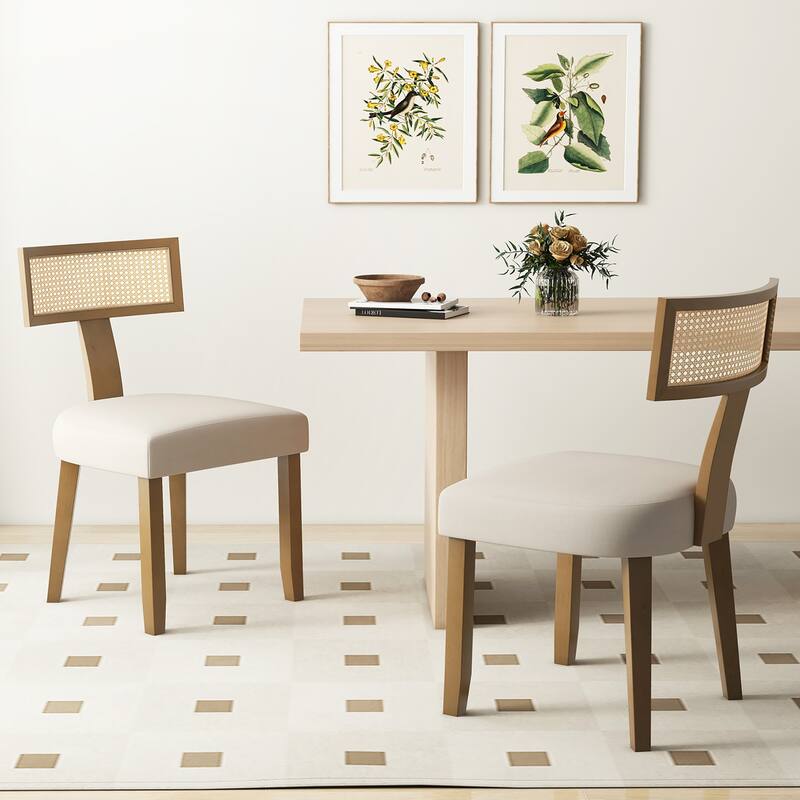 Gymax Set of 4 Dining Chairs Armless Side Chairs w/ Curved Rattan
