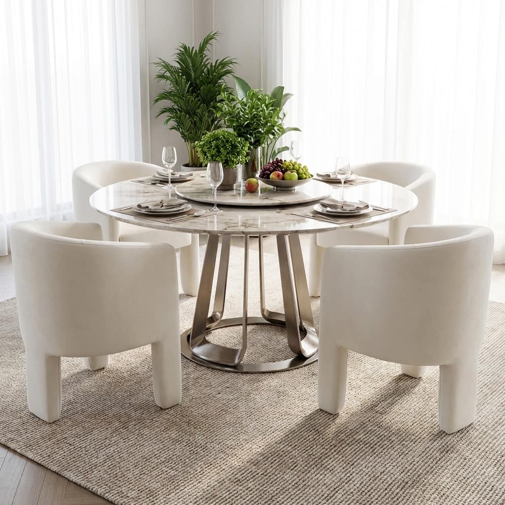 SEYNAR Modern Velvet Dining Chair, Upholstered Barrel Chair with Unique Solid Base for Living Room Soft Club Chair Set of 4