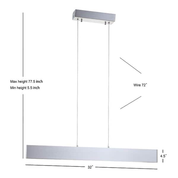 dimension image slide 4 of 11, Julian 40" Dimmable Adjustable Integrated LED Metal Linear Pendant, by JONATHAN Y