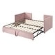 preview thumbnail 4 of 11, Twin Size Extendable Daybed, Twin to King Size Extend Bed Upholstered Daybed with Pop Up Trundle for Living Room Bedroom, Pink