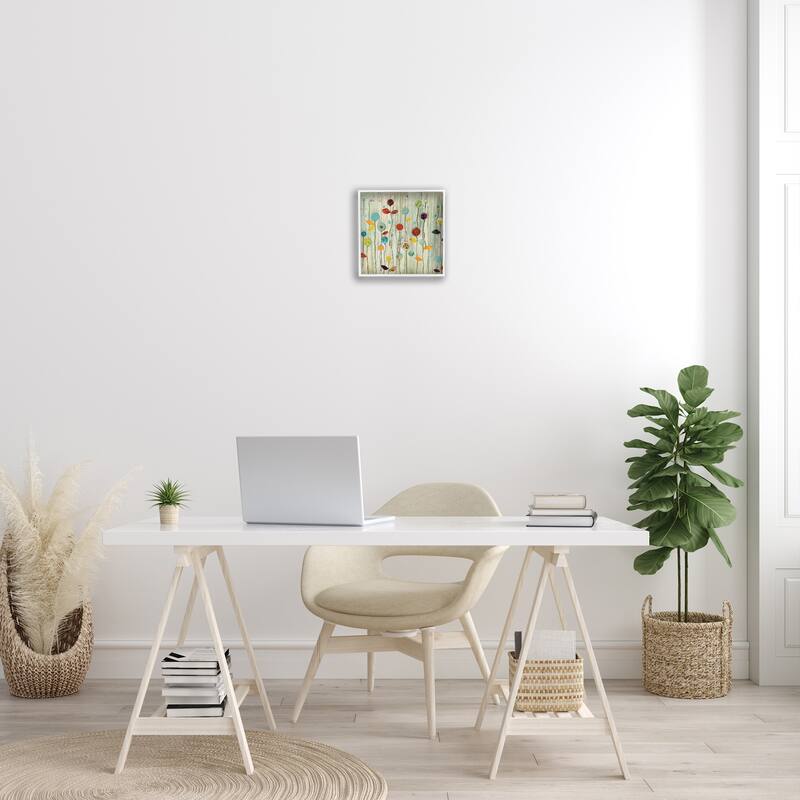 Stupell Abstract Paint Drop Floral Scene Whimsical Collage Framed Wall Art,12x12