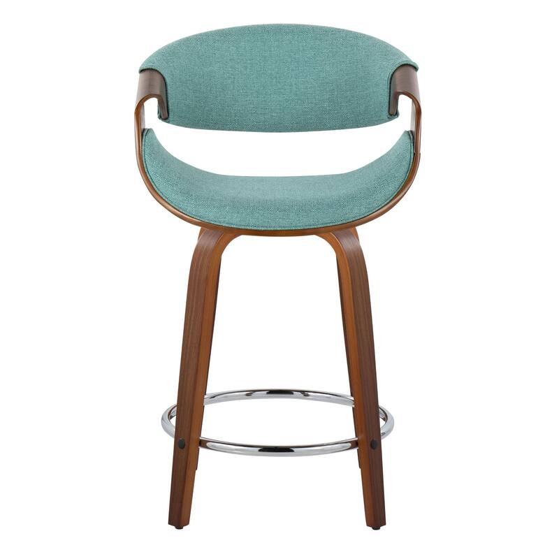Carson Carrington Sauda 24" Fixed-Height Counter Stools with Bent Wood Legs & Round Footrest (Set of 2)