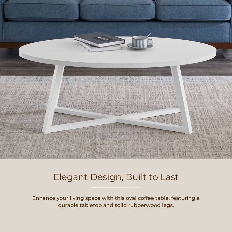 Roundhill Furniture Modern Harmony Wood Oval Coffee Table