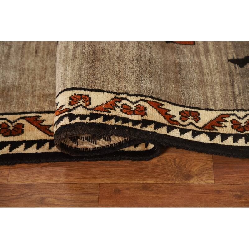 Animals Pictorial Gabbeh Persian Rug Hand-Knotted Wool Carpet - 3'7"x 6'2"