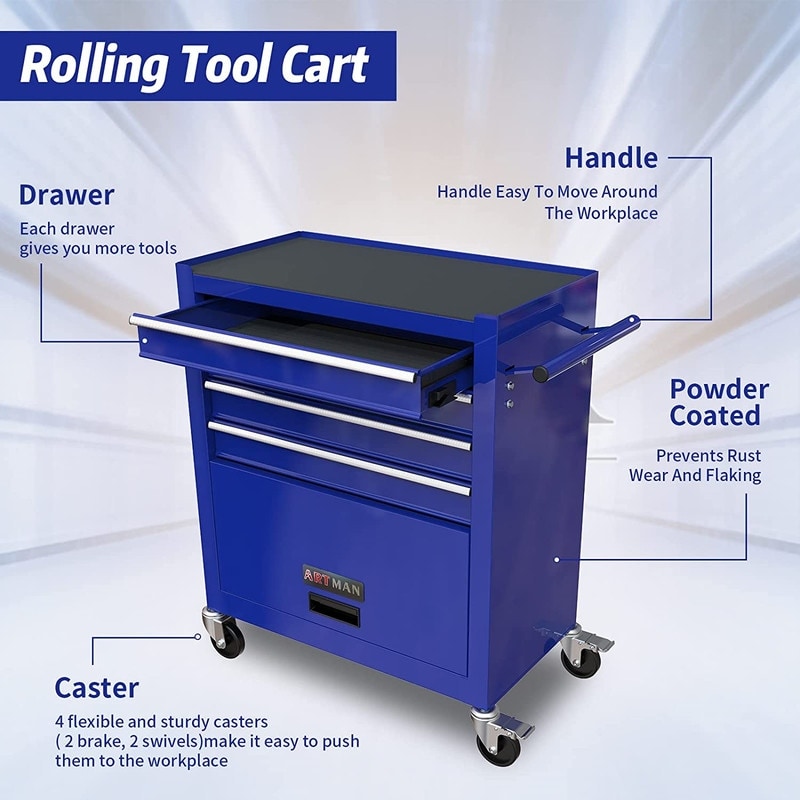 Metal rolling shop tool cart