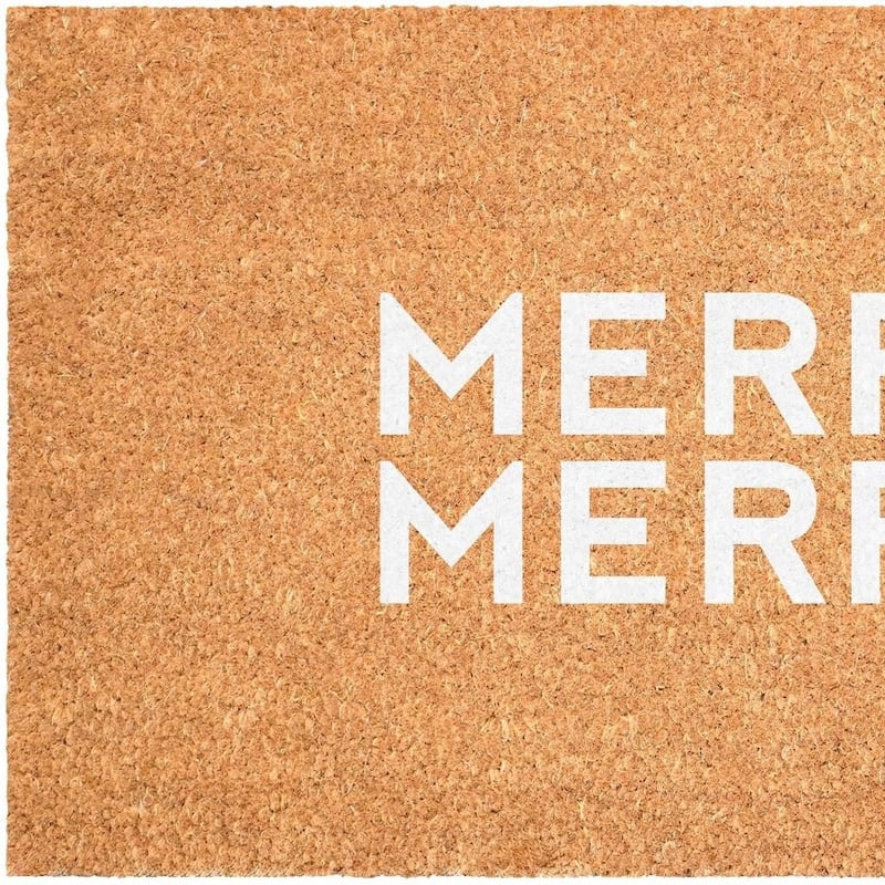 HomeRoots 24" X 36" Brown And White Christmas Outdoor Coir Door Mat - 24.00' X '36.00