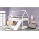 preview thumbnail 5 of 7, Modern Twin Size Wood Bunk House Bed with Slide, Ladder & Roof, White