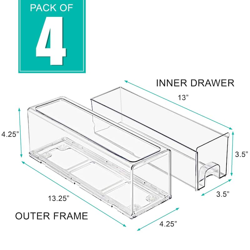 Sorbus Small Clear Stackable Storage Drawers with Handles 4 Pack