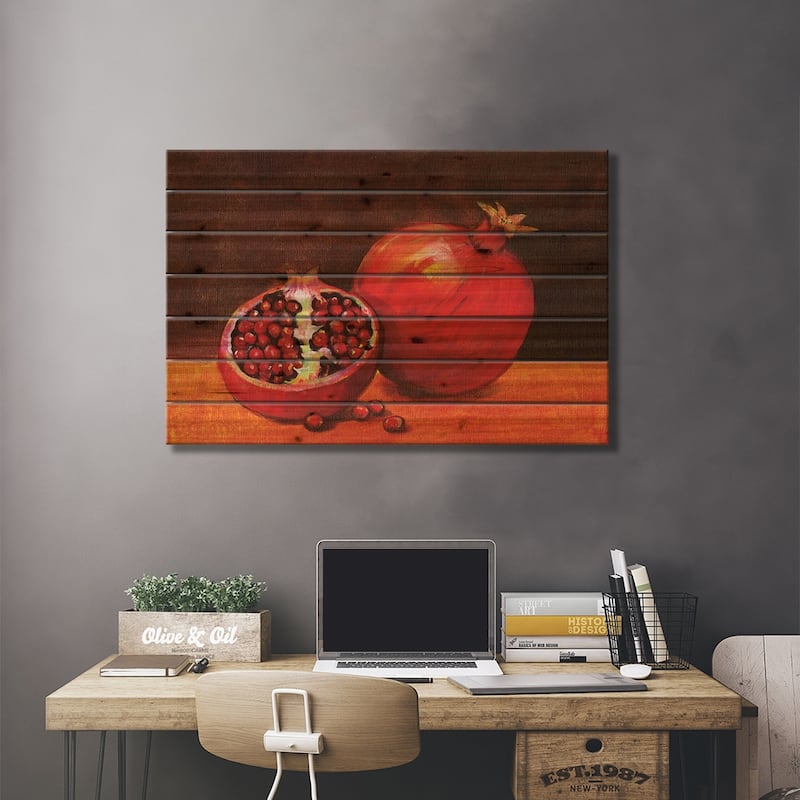 Pomegranate Still Life II Print On Wood by Tim OToole - Multi-Color