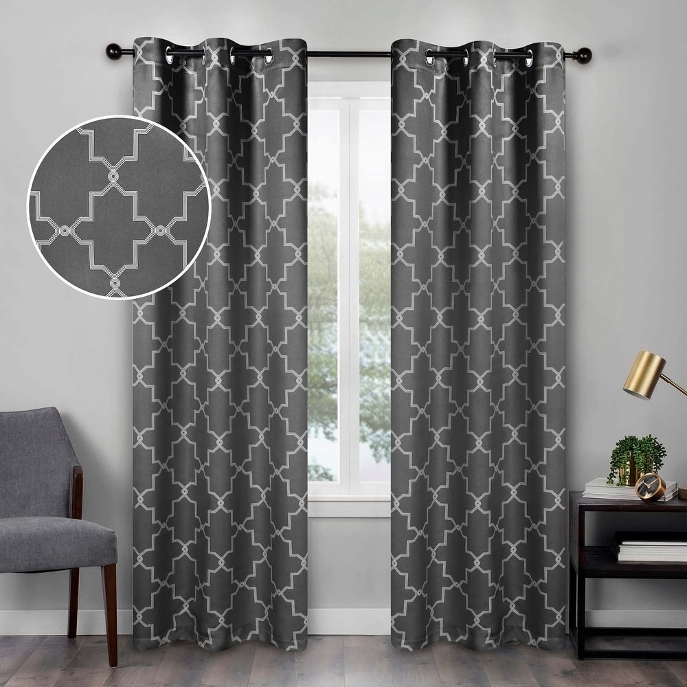 Superior Trellis Washable Room Darkening Curtains, Set of 2 Panels