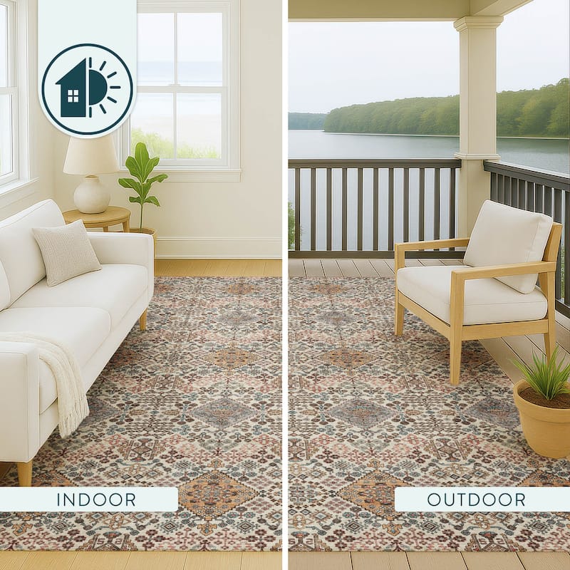 Machine Washable Indoor/ Outdoor Global Flory Chantille Rug