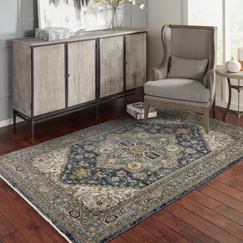 Style Haven Amelie Persian Medallion Indoor Area Rug - 3' 3" x 5' - Blue/ Taupe - Rectangle