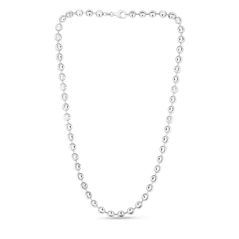 Curata 925 Sterling Silver 6mm Moon cut Bead Chain Necklace