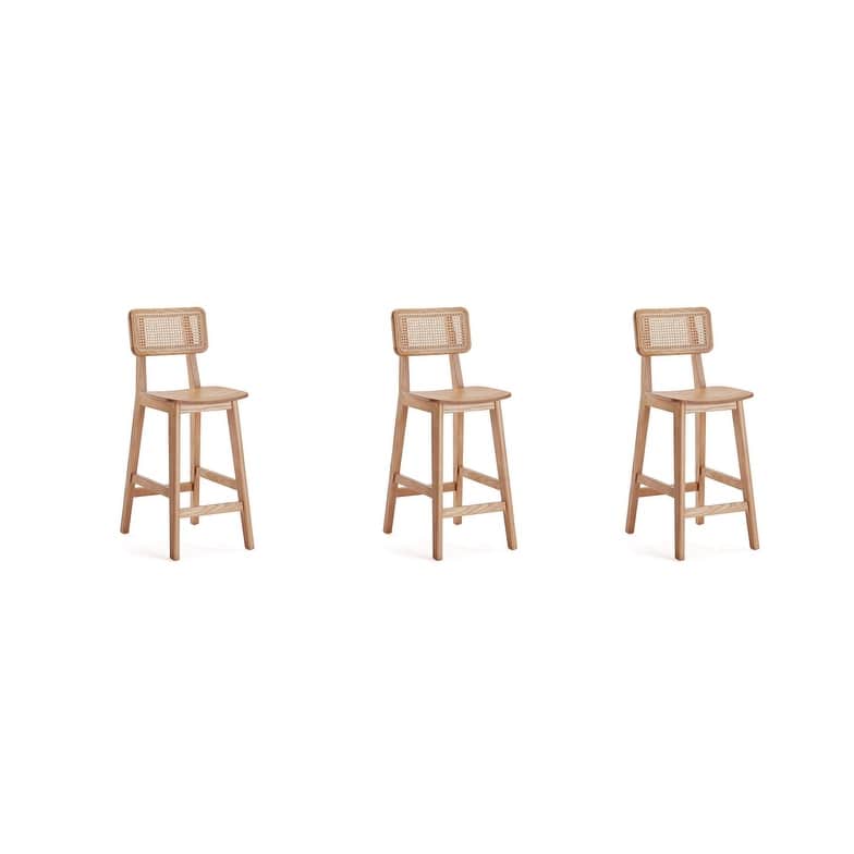 Manhattan Comfort Versailles Counter Stool in Black and Natural Cane