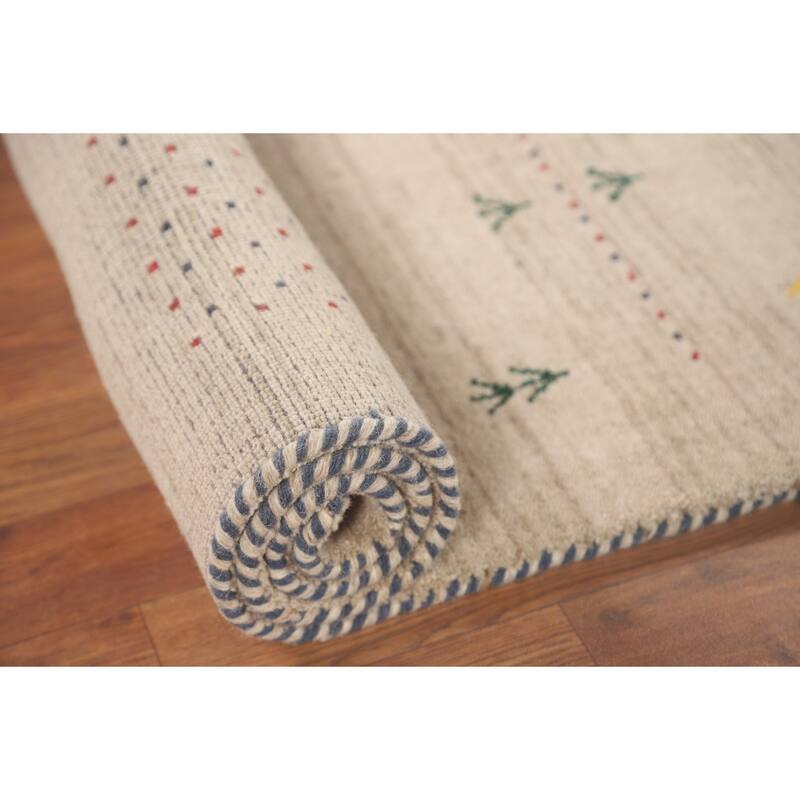 Gabbeh Accent Rug Hand-Knotted Contemporary Wool Carpet - 3'0" x 4'10"