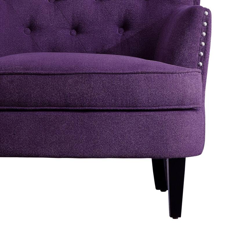 Moser Bay Mignon Velvet / Linen 30'' Wide Tufted Wingback Accent Chair