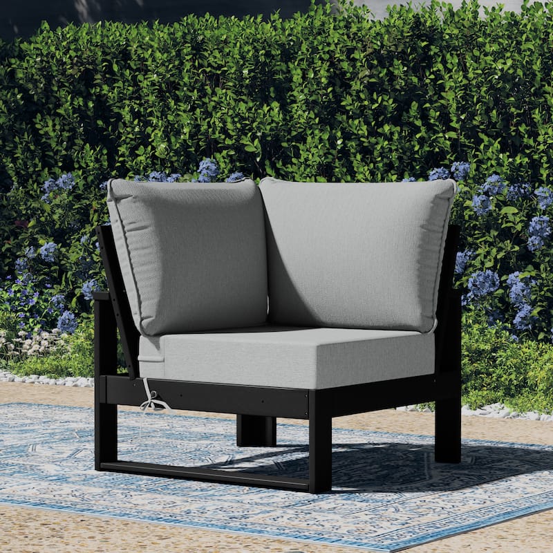 Polytrends Endless Patio Deep Seating Corner Chair with Black Frame
