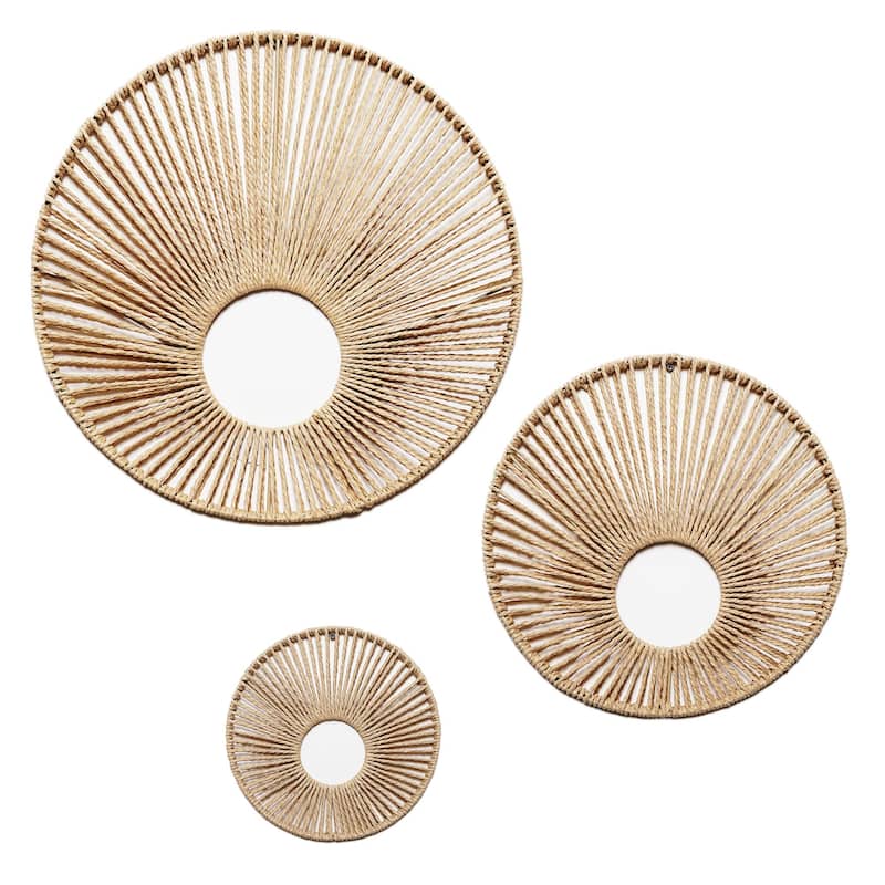 American Art Decor Woven Paper Rope Wall Decor, Set of 3 - Natural