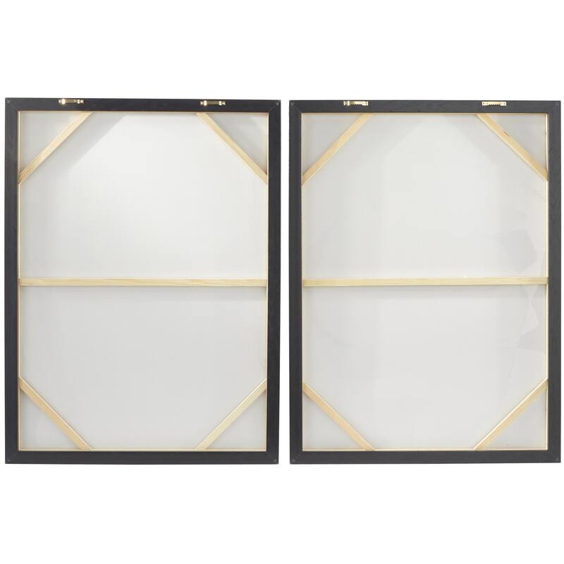 Canvas Abstract Framed Wall Art with Black Frame - Set of 2 White - Roche River Decor