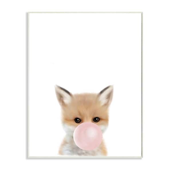 slide 2 of 9, Stupell Baby Red Fox with Pink Bubble Gum Woodland Animal Wood Wall Art