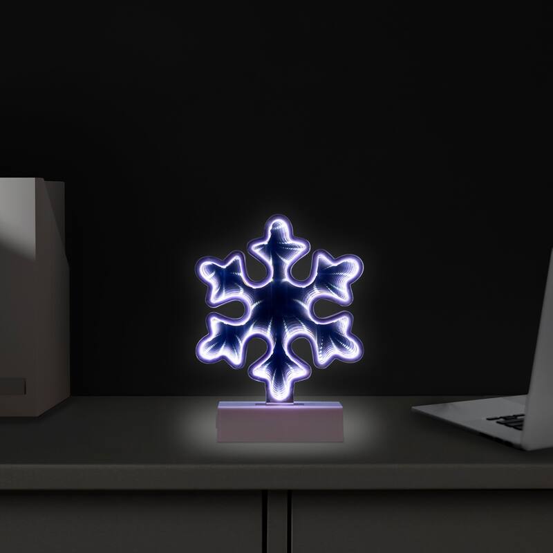 LED 3D Snowflake Christmas Infinity Mirror Light - 7.75"