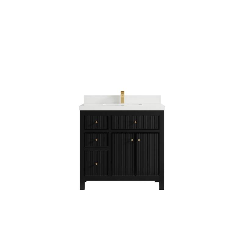 Willow Collections 36 in W x 22 in D Sonoma Center Sink Free Standing Reeded Bathroom Vanity with Countertop