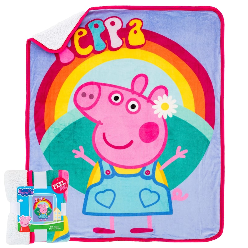 Hasbro Peppa Pig Flower Power Silk Touch Sherpa Throw Blanket