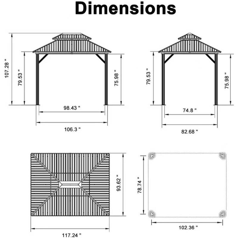 PURPLE LEAF Gazebo Outdoor Gazebo with Dual-Layer Galvanized Steel Double Roof Aluminum Gazebo with Netting and Curtains Bronze