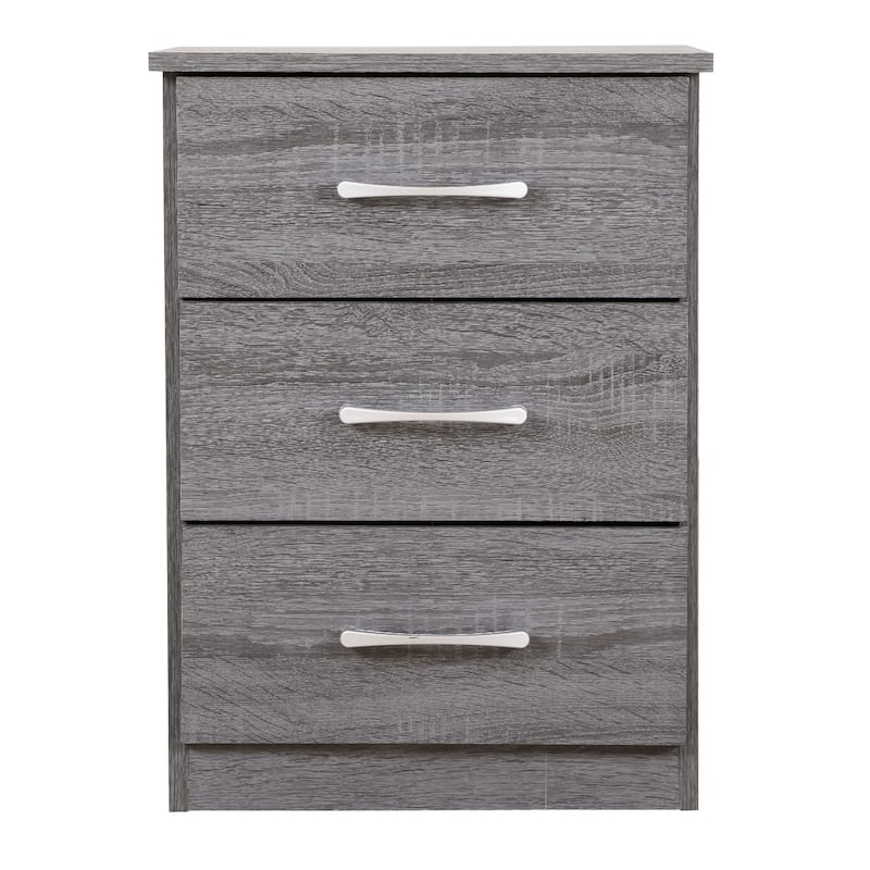3-Drawer Wooden Nightstand - 24" - Gray