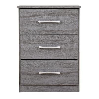 3-Drawer Wooden Nightstand - 24" - Gray