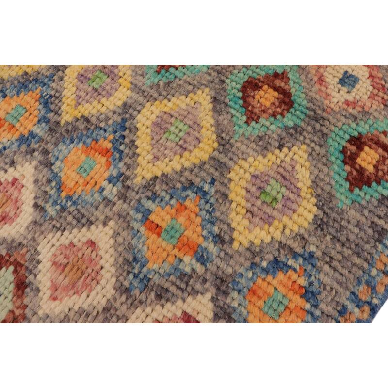 Boho Chic Balochi Torres Gray/Blue Hand Knotted Wool Rug - 4'4'' x 5'8''
