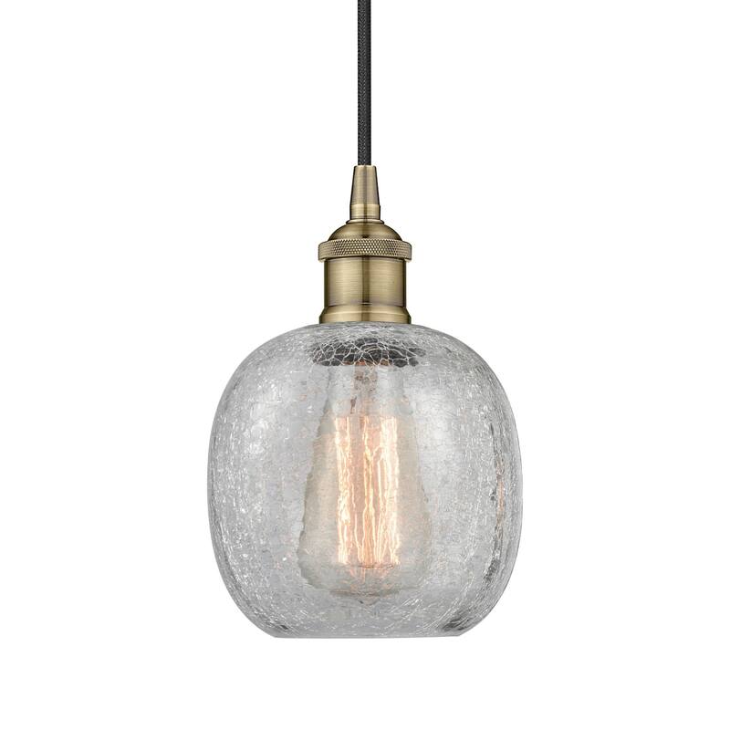 Innovations Lighting 616-1P-10-6 Belfast Pendant Belfast 6" Wide Mini - Antique Brass / Clear Crackle
