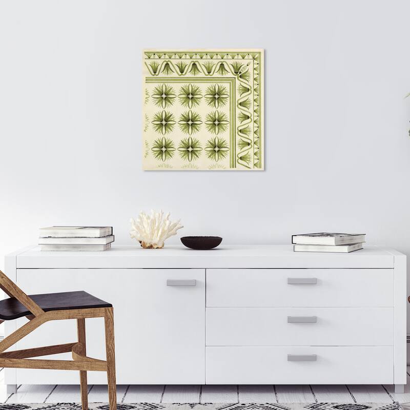 Wynwood Studio Canvas Abstract Floor Covering Olive White and Cream White Traditional Wall Art Canvas Print - 20 x 20