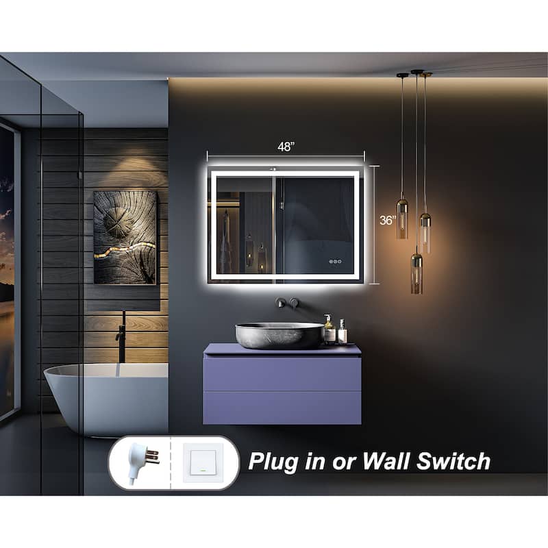 KIOTEE Super Bright Anti-fog LED Bathroom Mirror with Backlit and Front Lighting 3-Year Warranty