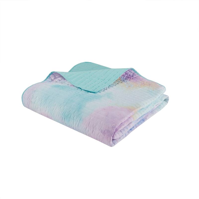 Intelligent Design Karissa Watercolor Tie Dye Printed Quilt Set with Throw Pillow