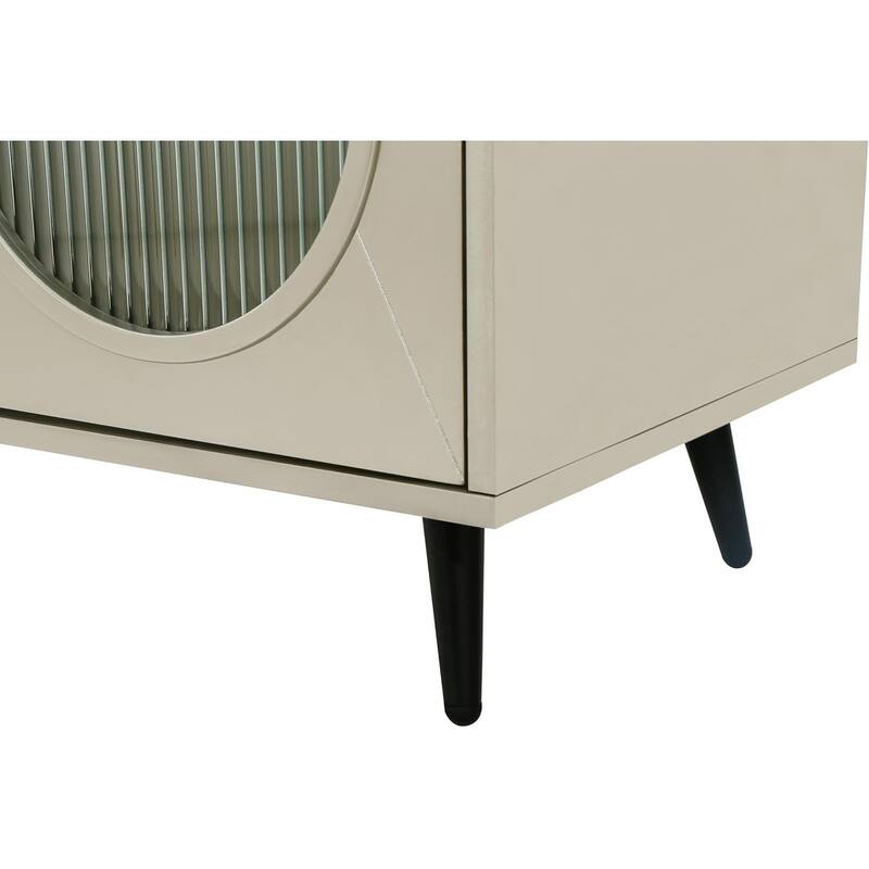HomeRoots 60" Gold Wood And Glass Sideboard with Four Doors - 60' X '32.3' X '15.7