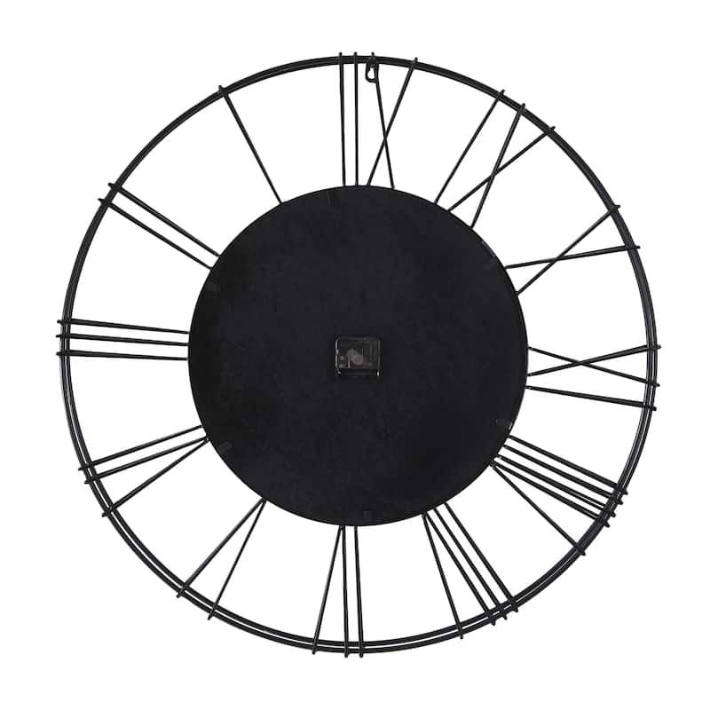 Metal Open Frame Decorative Wall Clock with Center Mirror - Gold or Black - Roche River Decor