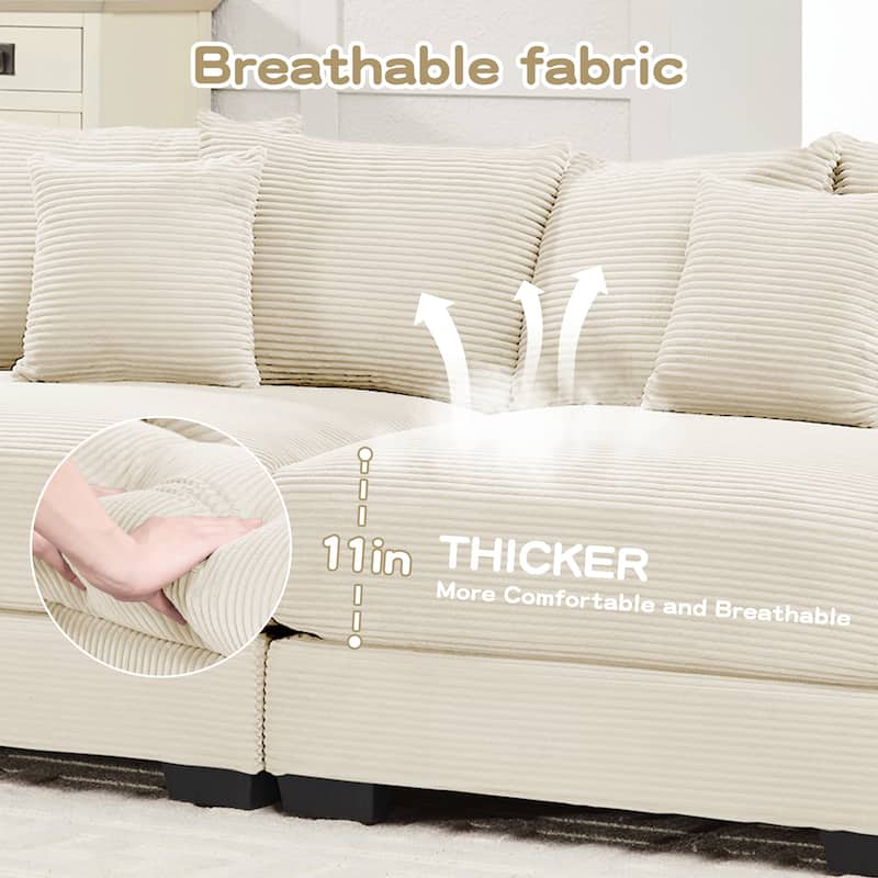 GDFStudio - Soft Corduroy Fabric 1-Seater 54.3" Sofa Chair with Ottoman