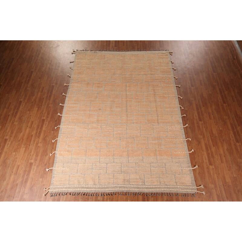 Striped Moroccan Area Rug Handmade Wool Carpet - 8'11"x 12'6"