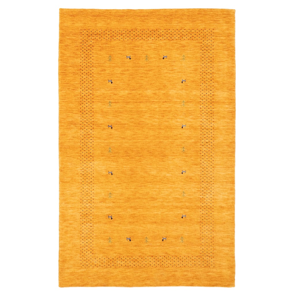 ECARPETGALLERY Hand Loomed Kashkuli Gabbeh Light Orange Wool Rug - 5'0 x 8'2