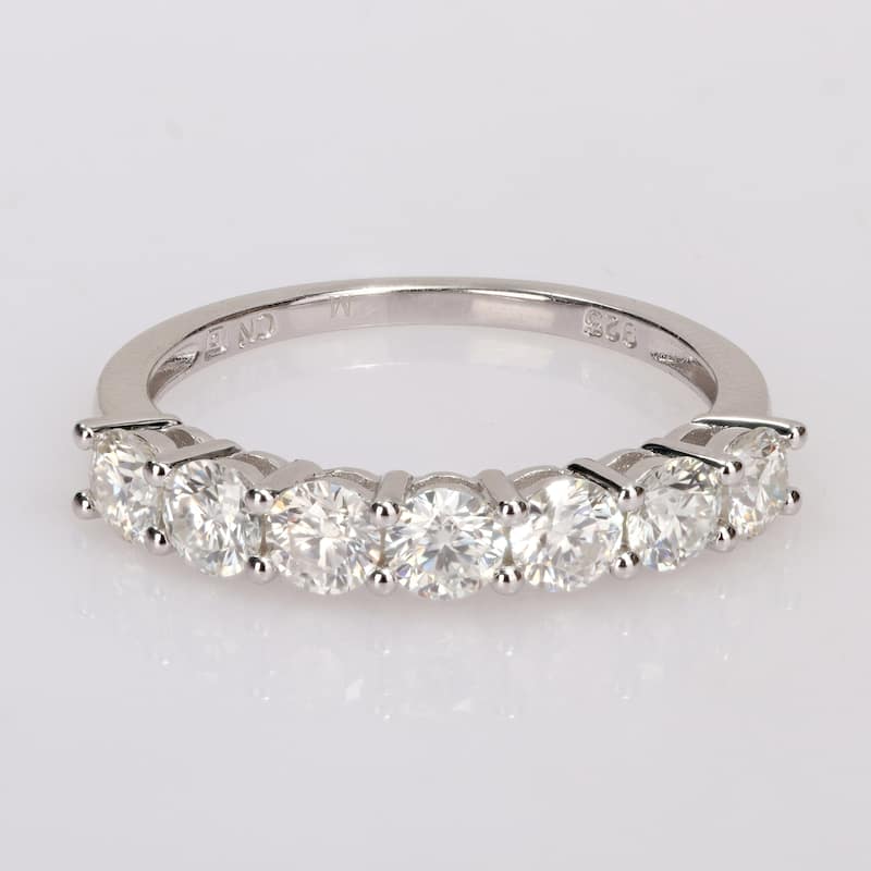 Miadora 1ct DEW Moissanite Semi-eternity Sterling Silver Anniversary Band