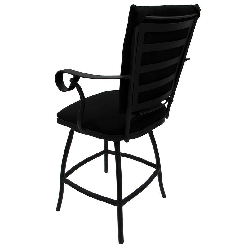 Swivel Counter 26" Bar Stool with a Padded Back - Jenna - Black Frame - 26 inch Seat