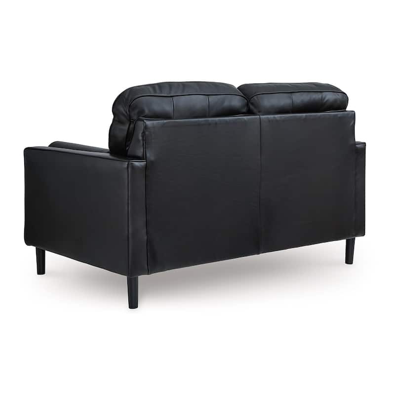 Bryc Loveseat, 2 Bolster Pillows, 61 Inch Black Real and Faux Leather